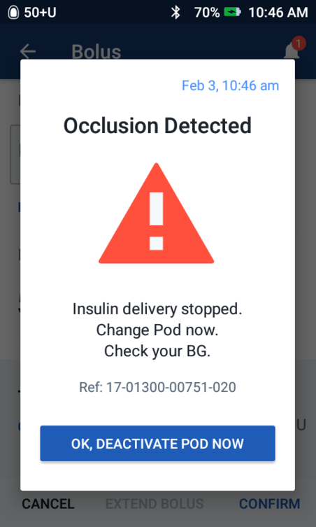 Omnipod DASH PDM Correction screenshot